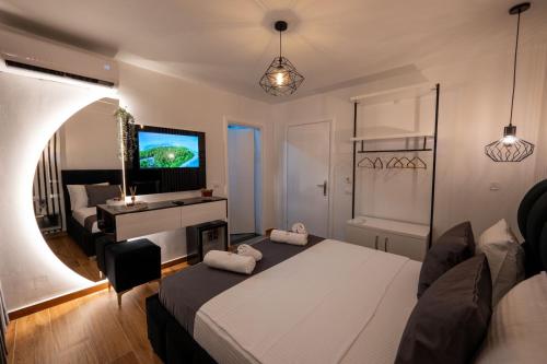 Cama o camas de una habitación en Crown HF Ksamil