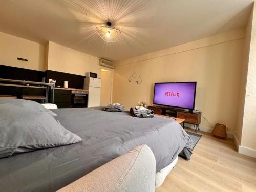 Μια τηλεόραση ή/και κέντρο ψυχαγωγίας στο Appartement Climatisé 4prsn Au pied de la Citadelle