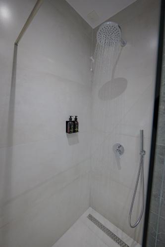 a bathroom with a shower with a shower head at Hotel Ajden by Mira Mare in Ksamil