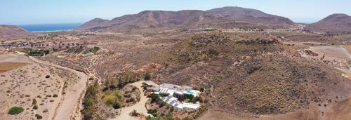 an aerial view of a house on a mountain at Casa Biank in Rodalquilar