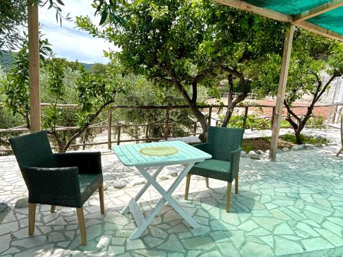 a table and two chairs on a patio at Le petit By Gargà Residency in Peschici