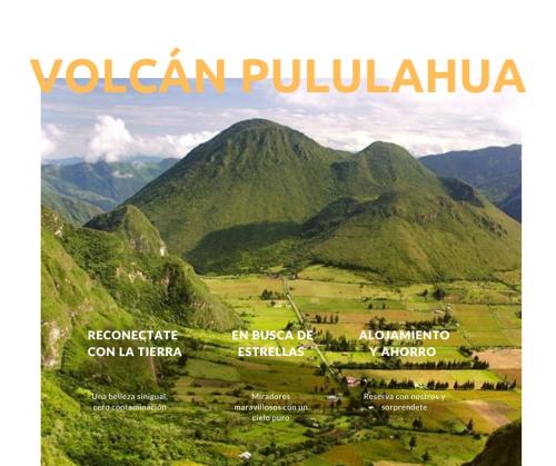 a magazine cover with a view of a mountain at Dos Hemisferios in Quito