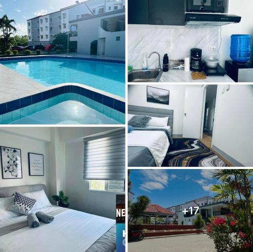 a collage of photos of a hotel with a swimming pool at Mactan Oasis Garden/ 2 Bedrooms/ Near Airport in Mactan