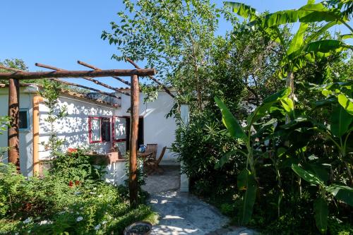 a garden with a pergola and a house at La rosa dei venti in Procida