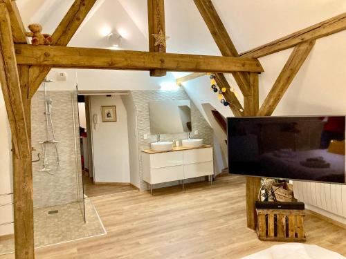 La salle de bains est pourvue d'une douche. dans l'établissement Le Loft, à Colmar