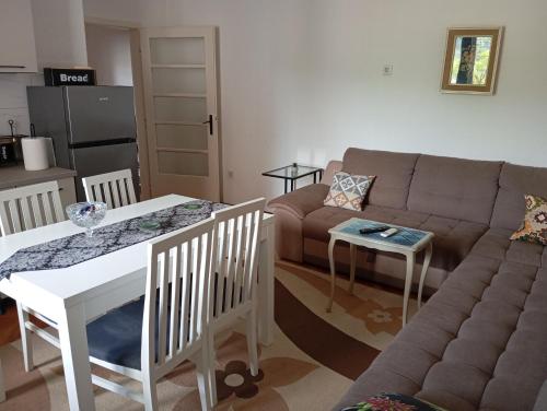 un soggiorno con divano e tavolo di Apartman Radanović a Foča