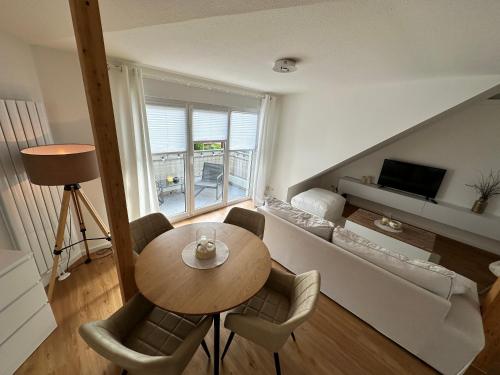 Χώρος καθιστικού στο Ferienwohnung im Hanseviertel