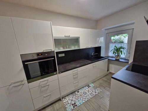 Kuchyň nebo kuchyňský kout v ubytování Apartma Ježevi