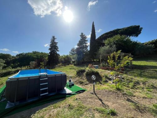 a small house with a swimming pool in a field at Casa Gelso in Scandicci