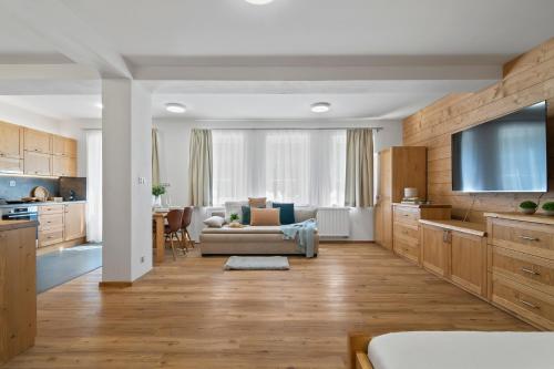 Μια τηλεόραση ή/και κέντρο ψυχαγωγίας στο Špindl Lodge Apartments Self check-in & Sauna
