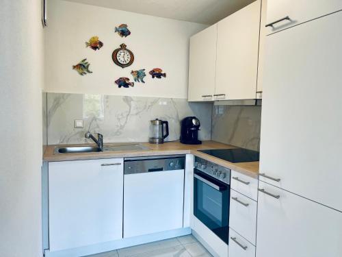 Η κουζίνα ή μικρή κουζίνα στο Wunderschönes Apartment im Zentrum Goldstadt Pforzheim