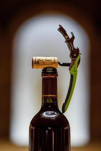 una botella de vino con un corcho encima en APARTMÁN PŘÍTLUKY - Zdeněk Bukovský, en Přítluky