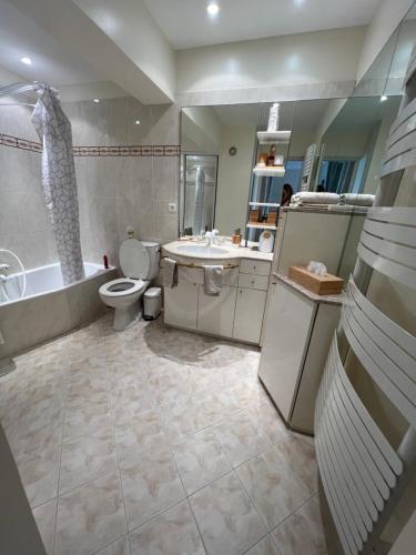 une salle de bain avec toilettes, baignoire et lavabo dans l'établissement Quartier Suquet Marché Forville 4 pers. Terrasse, à Cannes