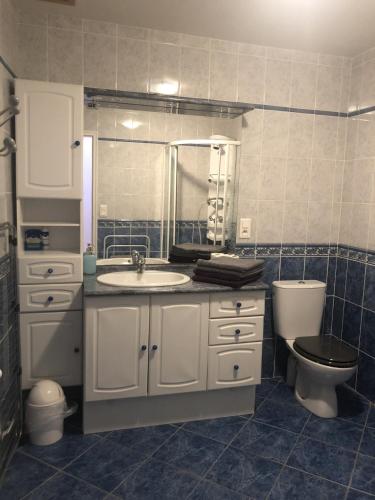 une salle de bain avec un lavabo et des toilettes dans l'établissement Maison de village au coeur de Talmont St Hilaire, à Talmont-Saint-Hilaire