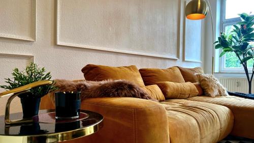 Posezení v ubytování charmanter Altbau in Schleußig mit Balkon