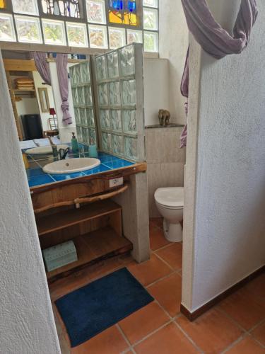 een badkamer met een wastafel en een toilet bij Casa Olive in San Vito