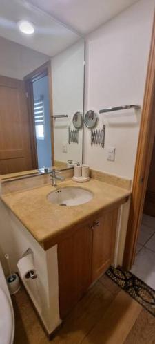 a bathroom with a sink and a mirror at Nuevo Vallarta flamingos beach en bahia de banderas in Nuevo Vallarta
