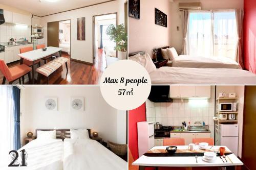 a collage of photos of a bedroom and a apartment at グランド２１ in Uruma