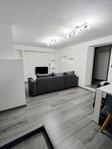 un salon avec un canapé et une table dans l'établissement T2 centre historique Briançon, à Briançon