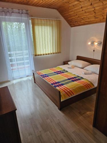 una camera con un letto e una grande finestra di Apartman Mile a Smoljanac