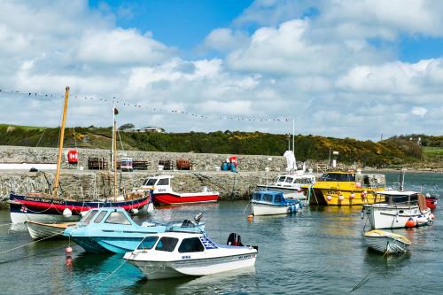 a group of boats are docked in a harbor at Nebo Pod in Bodewryd