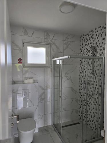 Koupelna v ubytování Apartments AM'AN with pool, Novalja