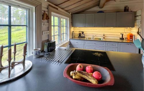 a kitchen with a bowl of fruit on a counter at Awesome Home In Aurdal With Sauna in Aurdal