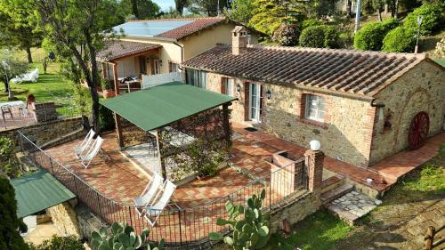 波馬蘭切的住宿－Agriturismo San Tommaso，享有绿色屋顶房屋的空中景致