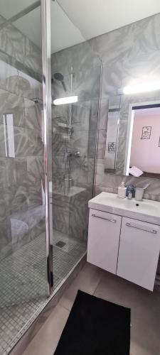 Bilik mandi di Appartement 2 personnes à la Marina avec superbe vue - Terrasse et parking privé