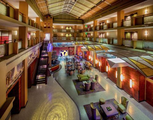 an overhead view of the lobby of a hotel at Pier 5 Hotel Baltimore in Baltimore