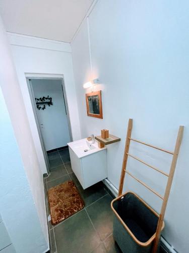 a bathroom with a sink and a mirror at TROPIK'APPART 972 in Basse-Pointe