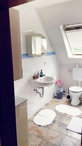 a bathroom with a sink and a toilet at IIA Apartments in Warzen