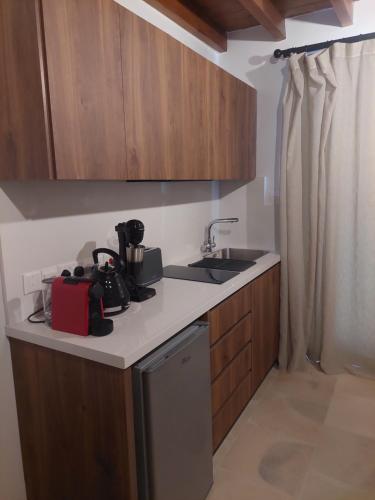 a kitchen with a sink and a counter top at AROMA DRYOS in Kato Drys