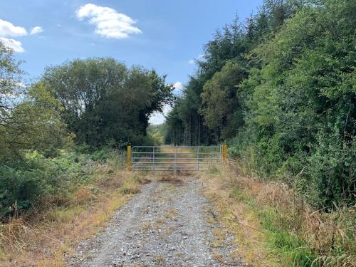 a dirt road in a field with a fence at The Stables Farmhouse in New Ross