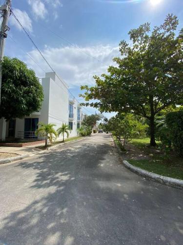 an empty street with trees on the side of a building at Vacation home in Flandes in Flandes