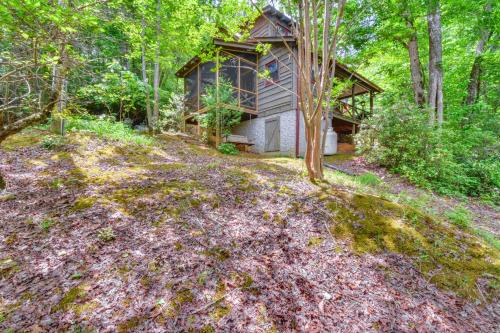 a cabin in the woods with a lot of trees at Rustic Cabin with Porches 8 Mi to Tallulah Gorge! in Tiger