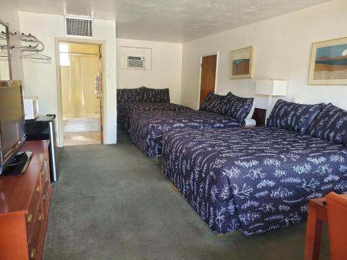 a hotel room with a bed and a couch at Budget Inn Durango in Durango