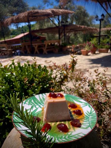 a piece of cake on a plate on a table at Bujtina Ajazi in Golem