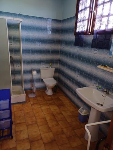 a bathroom with a toilet and a sink at Ani studio in Vieux-Habitants