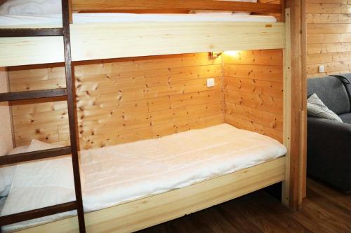 - un lit superposé dans une cabine avec une échelle dans l'établissement Residence Le 1650 - Studio pour 4 personnes cœur de station des Orres 1650 MAE-8141, aux Orres