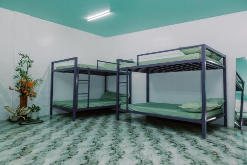 two bunk beds in a room with a carpet at Villa Leonida Resort in Bugallon