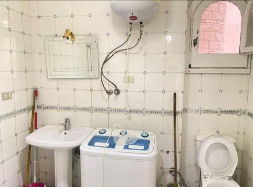 Dawwār Muşādif Yūnusにあるقرية نيسの洗面台とトイレ付きの小さなバスルーム