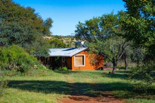 a cat sitting on the roof of a house at Kokopelli farm in Magaliesburg