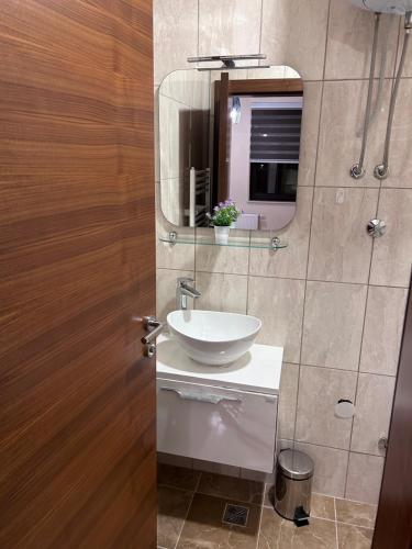 a bathroom with a sink and a mirror at Apartments Divanhana 2 in Kiseljak