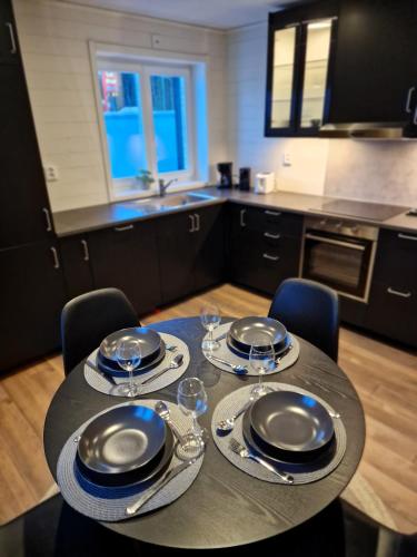 Dapur atau dapur kecil di Lägenhet i Kåbdalis nära skidbacke & skoterled