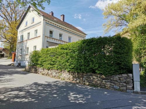 a large bush in front of a building at Ferienwohnung zur Wacht in Viechtach