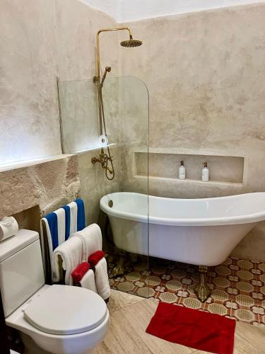 a bathroom with a tub and a toilet and a sink at VILLA MERIDA BOUTIQUE HOTEL - Adults Only in Mérida