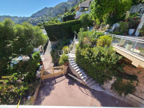 an overhead view of a garden with plants and trees at Eze sur mer - vue Saint Jean Cap Ferrat in Èze