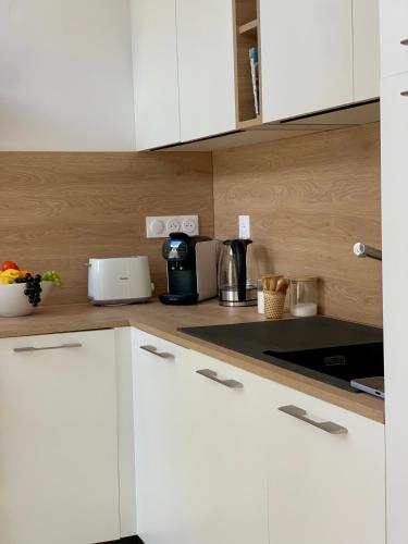 Η κουζίνα ή μικρή κουζίνα στο Résidence 3 étoiles Pietra Gemina - Appartements de vacances, au calme, avec Piscine