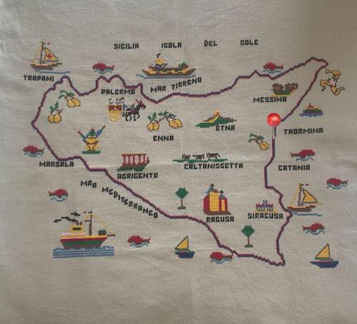 a close up of a map ofitzerland at "Du' I Mazzi" Stanza Etna in Giardini Naxos
